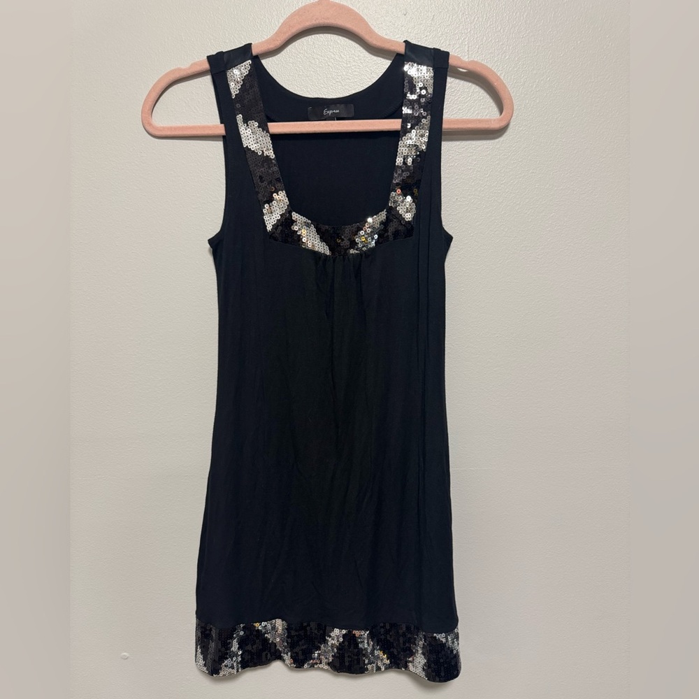Express Y2K Black Sequin Club Party Dress
